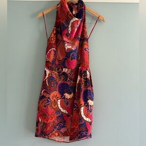 House of Harlow 1960 Red and Blue Backless Dress